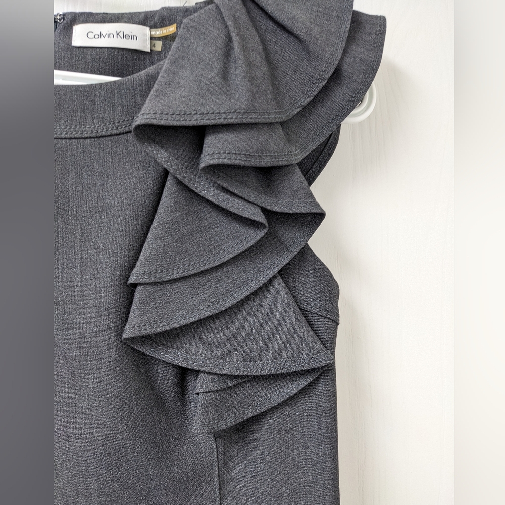 Calvin Klein Ruffle Shoulder Dress - Picture 6 of 9